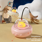 Electric UFO Cat Teaser Toy with Feather & Bell