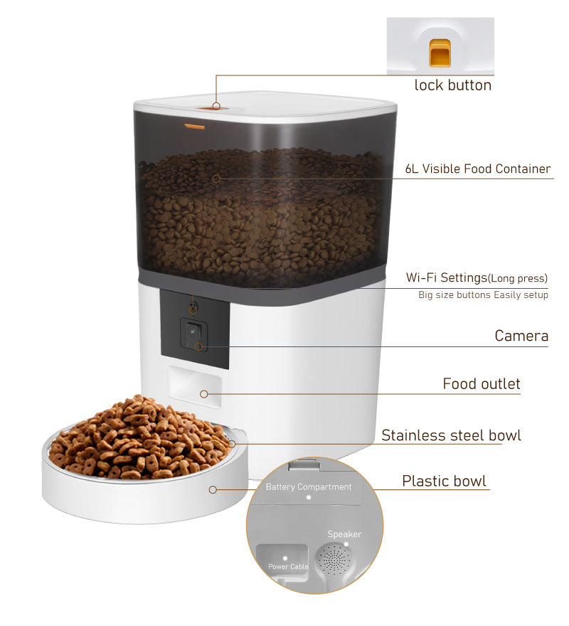 Smart Pet Feeder with HD Video Camera & App Control | Automatic Cat & Dog Feeder